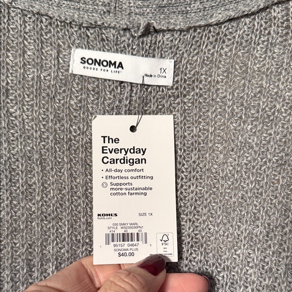 Sonoma Women's Gray Cardigan Sweater - Picture 2 of 5